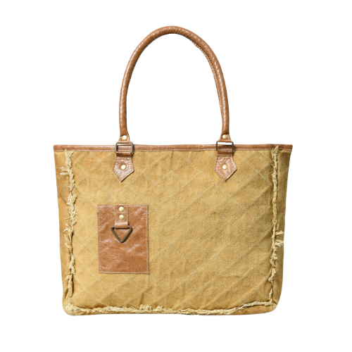 Beige Boho Chic Canvas Tote