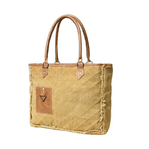 Beige Boho Chic Canvas Tote