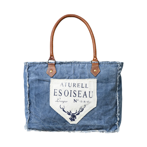 Denim Boho Canvas Tote