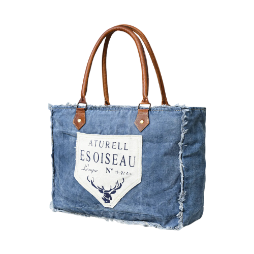 Denim Boho Canvas Tote